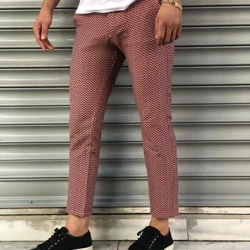 Nam Kinh Doanh Quần Bút Chì Skinny Quần Tây Thời Trang Dạo Phố Slim Fit Quần In Hình Form Áo Chắc Chắn Quần Мужские брюки