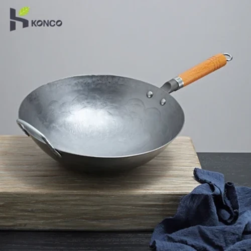 Konco Iron Wok Китайська традиційна ручна каструля загального використання для газової та індукційної плити Iron Pan Kitchen Cookware