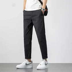 TFETTERS automne nouveau décontracté hommes pantacourt coréen jambe droite taille moyenne noir crayon pantalon mode bureau 2024 hommes vêtements