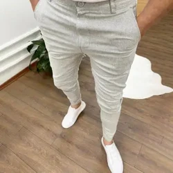 Mashhur erkaklar shimlari o'rta belda yuviladigan Slim Fit o'rta ko'tarilgan qalam shimlar Skin-touch uzun shimlar ofis uchun