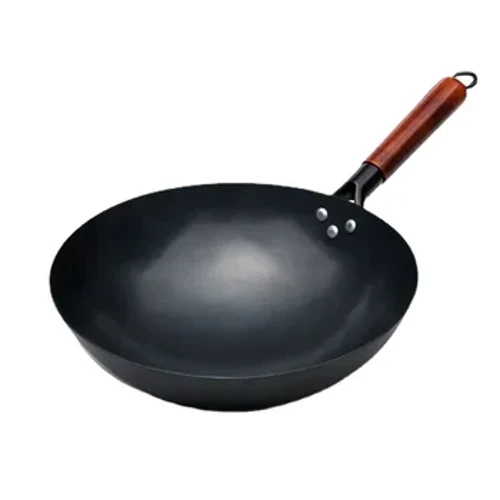 30/32/34cm Traditionell Eisen Wok, Net-Beschichtung Woks Hand geschmied Fir Kichen PanHolz Handle Wok Kichen Gas Pot Kachgeschir