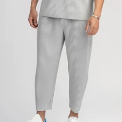Miyake plisserede bukser Solid tilspidsede bukser Blyantbukser 4-sæsons fritidsunderdele Japansk Streetwear Miyake mænd