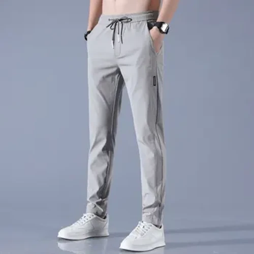 Ice Silk Panlalaking Pantalon 2023 Tag-init Bagong Itim na Gray Manipis na Pang-negosyong Kaswal na Pantalon Panlabas na Nababanat Makahinga Straight Leg Sweatpants