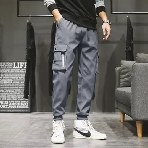 Klassik dizayndagi ko'p cho'ntakli yuk shimlari, erkin erkaklar uchun erkin torli yuk shimlari/bahorgi yoz ochiq havoda uchun joggers