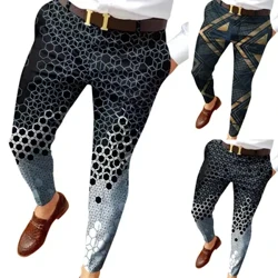 Panlalaking Negosyo Kaswal na Pantalon Retro Pattern Print Straight Long Pants Mens Spring Autumn Fashion Streetwear Vintage na Panlalaking Damit