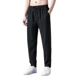 Sommer Reißverschlusstaschen Herren Jogginghose Atmungsaktiv Schnelltrocknend Stretch Nylon Freizeithose Große Größe Gerade Sporthose