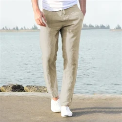 2023 Pants Lliain Cotwm Dynion Gwryw Hydref Trowsus Lliain Lliw Soled Anadl Newydd Dillad stryd Ffitrwydd S-3XL