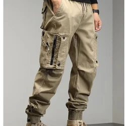 Pants éadaí oibre nua d'earrach agus fhómhar na bhfear, pants ócáideacha fir tiubhaithe, pants caol oiriúnach, leaisteach, compordach, fir trendy