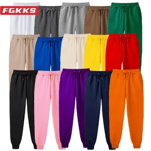 FGKKS 2024 Pants Brand Dyluniad Dynion Tuedd Cotwm Trowsus Trowsus Trowsus Trowsus Lliw Solid o Ansawdd Uchel Pants chwys Achlysurol Gwryw