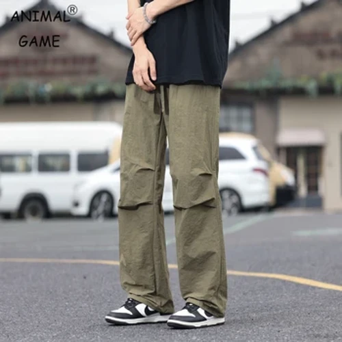 Streetwear Uudet Miesten Suorat Housut Isot Taskut Urheiluleveät Housut Basic Cargo Housut Korean Kevyet Housut