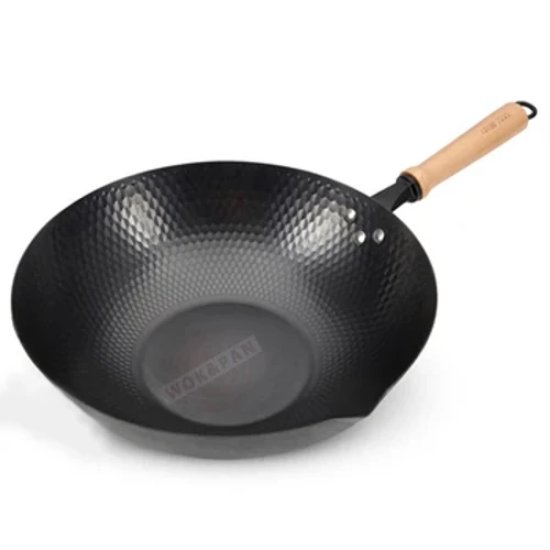 Carbon Steel Wok Pan, Walang Coated Flat Bottom Chinese Woks Pan para sa Induction, Electric, Gas, Halogen Lahat ng Stoves