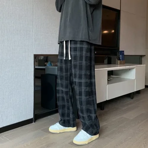 Erkaklar katakli kundalik shimlar bo'sh tekis kadife shimlari Sweatpants erkaklar modasi ko'cha kiyimi 2023 bahorgi yangi hip-hop shimlari