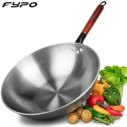 Wooden Handle Iron Wok Non-Coating Iron Pot Cast Iron Pan Pangkalahatang gamit para sa Gas at Induction Cooker Chinese Wok Kitchen Cookware