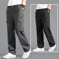 Pants lasta Nua Éadaí Scaoilte Díreach Ró-Mhéadaithe na bhFear Obair Soladach Liath Ilchineálach Caith Bríste Fireann Ócáideacha Dubh Joggers