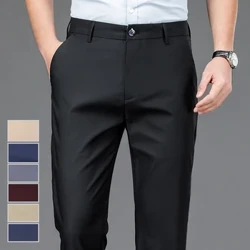 Byxor för män Stretch Solid Svart Smart Casual Herrbyxor Office Quick Dry Suit Byxor Ny vår Höst Koreanska raka byxor