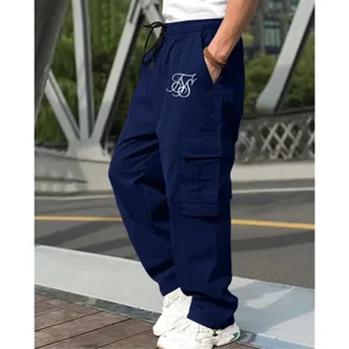 Pants dillad gwaith aml-boced achlysurol dynion newydd rhydd coes syth pants hir pants ffitrwydd rhy fawr dynion pants achlysurol