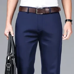 2023 Mới Nam Mùa Hè Mỏng Thẳng Kaki Quần Âu Phong Cách Cổ Điển Công Sở Thời Trang Lyocell Co Giãn Quần Nam Thương Hiệu Quần Áo