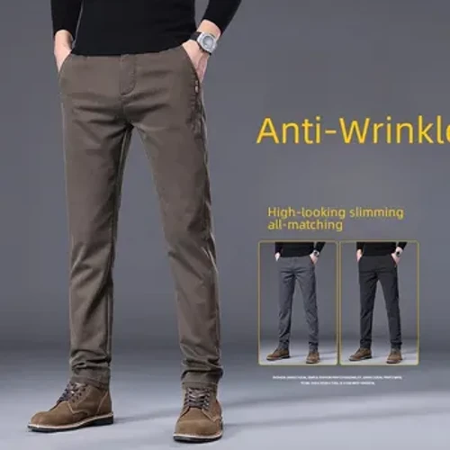 Menn Business Casual Bukser Høst Vinter Komfortabel pustende løs midje Slim Fit Små, rette sylindrede bukser