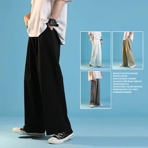 Höstens massiva High Streetwear-byxor för män Lösa raka byxor med vida ben 2022 Japanska joggingbyxor Casual moletom masculino