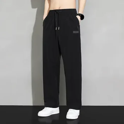 Mùa hè Băng lụa Nhanh Khô Sweatpant Nam Chạy Bộ Quần Quá Khổ Quần Ống Suông Túi Phù Hợp Với Áo Quần Quần Tập Thể Dục