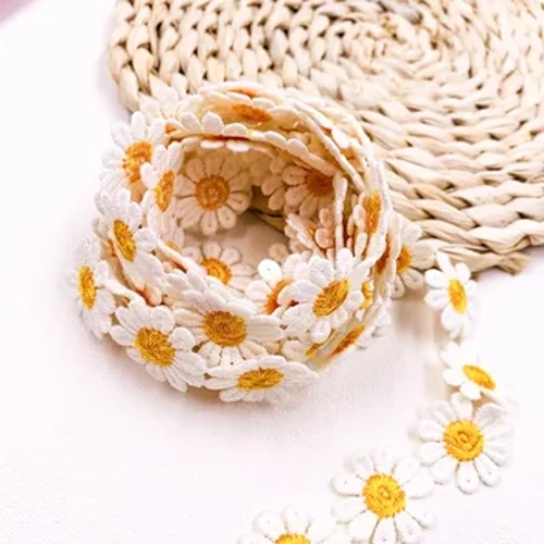 2yard/lot Daisy Lace Trim Högkvalitativt Blomma Spets Tyg Broderi Handgjorda Patchwork Band DIY Kläder Sytillbehör