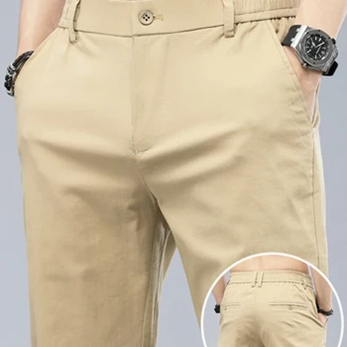 Pants Achlysurol Gwanwyn/Haf 2024 Cotwm Pur Dynion Llewys Syth Meddal a Chysur Amlbwrpas Anadlu
