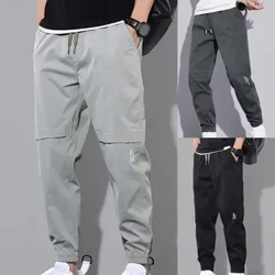 Dynion Cargo Pants Waist Trowsus Chwaraeon Awyr Agored Elastig Slim Fit Achlysurol Solid Lliw Loncian Sweatpants Dillad Dynion M-3XL