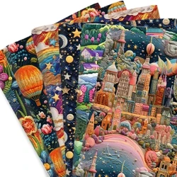 Dynwared Brodwaith Castell Galaxy gyfres Cotton Gan Y Metr Lace Patrwm Ffabrigau Ar gyfer Gwnïo Brethyn Gwisg Crefft DIY Tecstilau Cartref