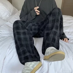 Erkekler Damalı Rahat Pantolon Gevşek Düz Kadife Pantolon Sweatpants Adam Moda Streetweed 2023 Bahar Yeni Hip Hop Pantolon