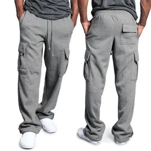 Herren-Jogginghose, gerade Passform, Jogger für Sport und Streetwear, lockere, übergroße lange Hose mit Kordelzug, Herrenhose mit mehreren Taschen