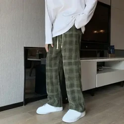 Thời Trang Hàn Quốc Nam Ca Rô Quần Âu Rời Thẳng Ống Rộng Dạo Phố Quần 2024 Hip Hop Dài Thấm Hút Mồ Hôi Cho Nam Mới dành cho Nam