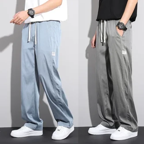 I-Plus Size 5XL Soft Lyocell Soft Lyocell Jeans Men's Men's Jeans Spring Summer Amabhulukwe Aqondile Drawstring Elastic Waist Korea Amabhulukwe Avamile