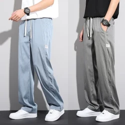 I-Plus Size 5XL Soft Lyocell Soft Lyocell Jeans Men's Men's Jeans Spring Summer Amabhulukwe Aqondile Drawstring Elastic Waist Korea Amabhulukwe Avamile