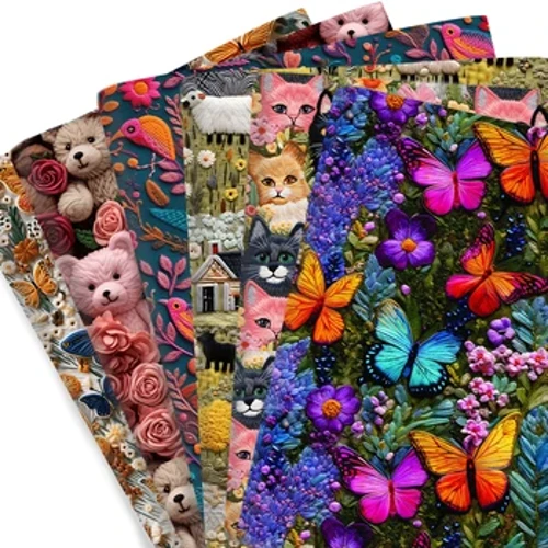 50 x 145 cm 3D-Imitationsstickerei, Spitze, Bär, Schmetterling, Katze, Baumwolle, Meterware, Stoffe, Nähen, Kleid, Basteln, Heimtextilien