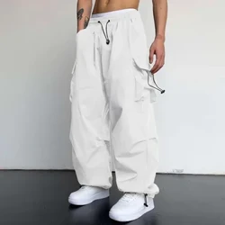 Suruali ya Harajuku Iliyokithiri ya Carga Parachute Wanaume Y2k Hip Hop Streetvear Vijiti Virefu vya Miguu Mipana Suruali za Kawaida za Mifuko Techwear