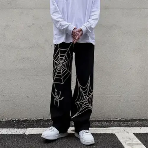 Dạo Phố Y2k Quần Anime Dài Thấm Hút Mồ Hôi Cho Nam Ống Rộng Oversize Quần Nam Techwear Baggy Quần Ống Suông 2023 Mới