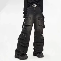 2024 Y2K Streetwear Maramihang Pockets Baggy Cargo Jeans Pantalon Para sa Mga Lalaki Damit Vintage Loose Babaeng Denim Pantalon Pantalon Homme