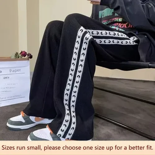 I-Autumn Straight-leg-Wide-Wide-Wide-Wide-Wide-Wide-Win Pants I-Casual Waffle Yase-American Vintage High Street Ihlola Ibhulukwe Labesilisa Elinemfashini Elixegayo