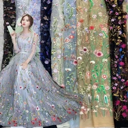Màu Sắc Thêu Hoa Ren Voan Lưới Vải Mặc Thủ Công DIY Áo Cưới Màn May Miếng Dán Cường Lực Chất Liệu Quần Áo