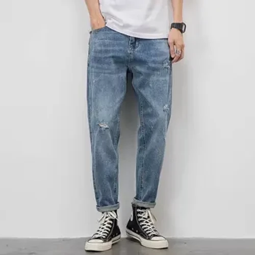 Đàn ông Y2K Hole Style Style Phong cách Thanh b cạnh quần jean giản dị Harlan Cargo Quần Quần Quần Denim Trang phục Y2K