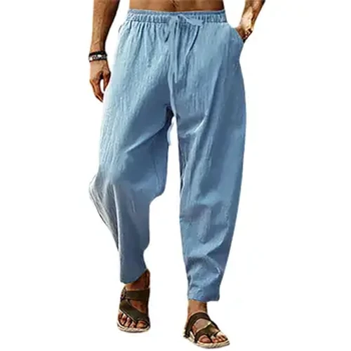 Người đàn ông mới chạy bộ quần áo cổ xe quần line cotton linen quần dài 2024 Quần Harajuku nam quá khổ quần áo