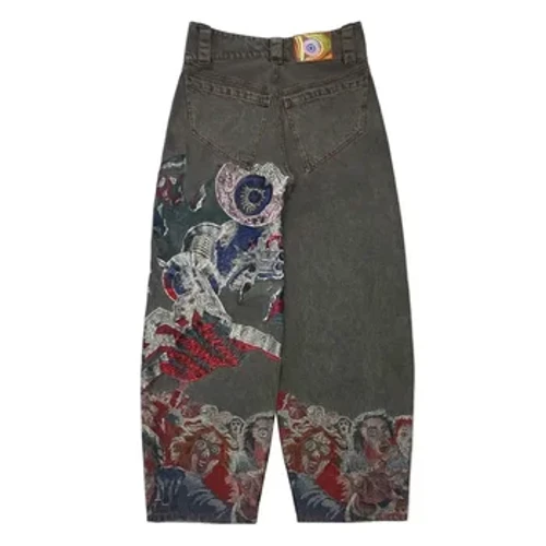 Hip hop punk vezenje široke kavbojke s potiskom Y2k kavbojke moške težke izdelave široke hlače v retro slogu gotske strgane kavbojke vroče