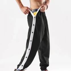 Mäns nya basketboll Casual Training Warm Up Loose Open Leg Sweatpants Full Open Button Sports Baggy Casual Trousers for Men