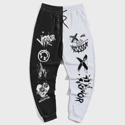 Siyah Beyaz Graffiti Erkek Pantolon Moda Spor Salonu Eşofman Altı Kore Popüler Giydirin Hip Hop 3D Baskı Y2k erkek Giyim Kış Pantolon