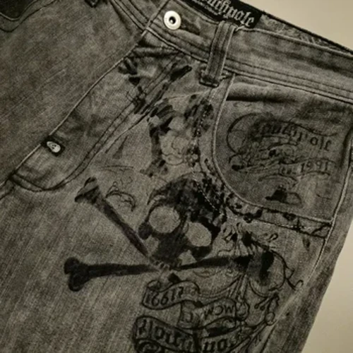 Dillad stryd Jeans Gothig Dynion Ansawdd Uchel Hip Hop Goth Vintage Argraffu Graffeg Jeans Baggy Pants Achlysurol Harajuku Trowsus Coes Eang