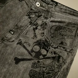 Đàn ông quần jean gothic gothic đàn ông chất lượng cao Hip hop goth đồ họa đồ đồ họa rộng thùng quần jean quần áo thông thường