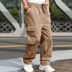 Neue Cargohose Herren Loose Straight Oversize Grau Arbeitskleidung Jogger Herrenhose Kordelzug Lange Hose Herren Multi-Pocket Hose