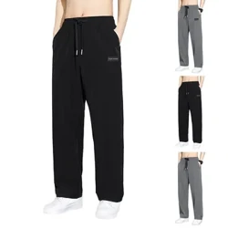 Korean Straight Wide Leg Pants Loose Ins New Versatile Trend Sports Men Pants Manipis na Solid Lalaki Long Pants Casual Office Pants