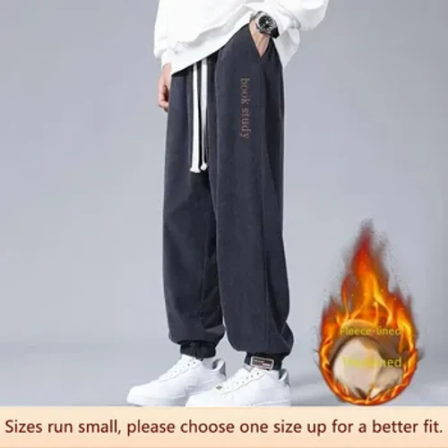 Sweatpants Stráice Meiriceánach Bríste Corr-chosa Dhíreacha d'Fhir le haghaidh Pants Fada Spóirt lomra-líneáilte sa bhFómhar/Geimhreadh