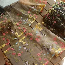 Broderi spets Tredimensionell Färgglad blomma mesh Gaze Broderi Underkläder spets tyg spetstillbehör